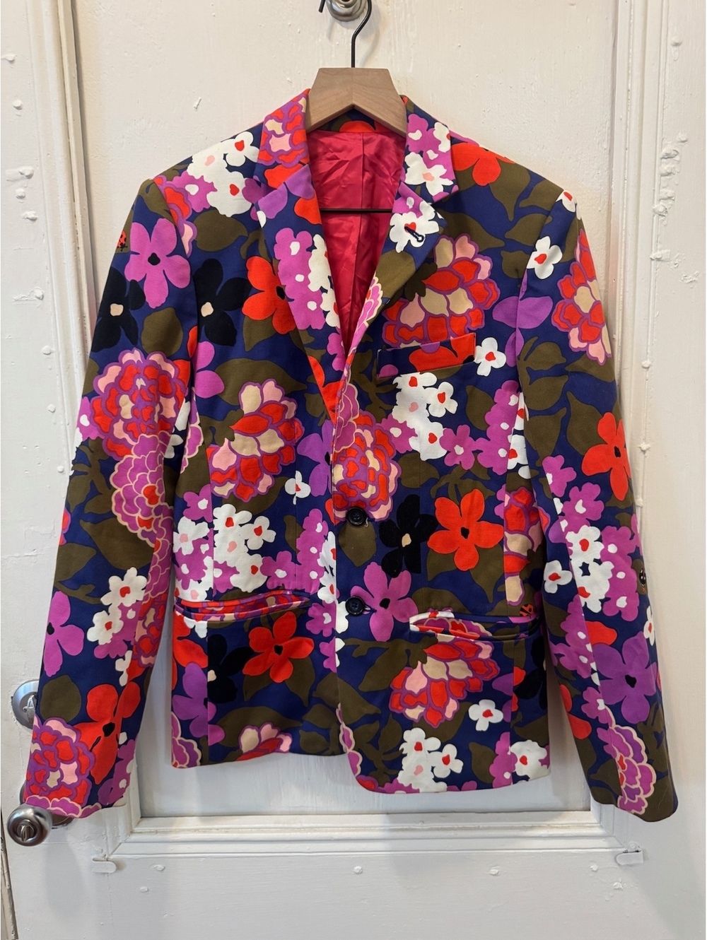 Mr. Turk Men's Blazer, Floral and Ladybug Print, Size 36